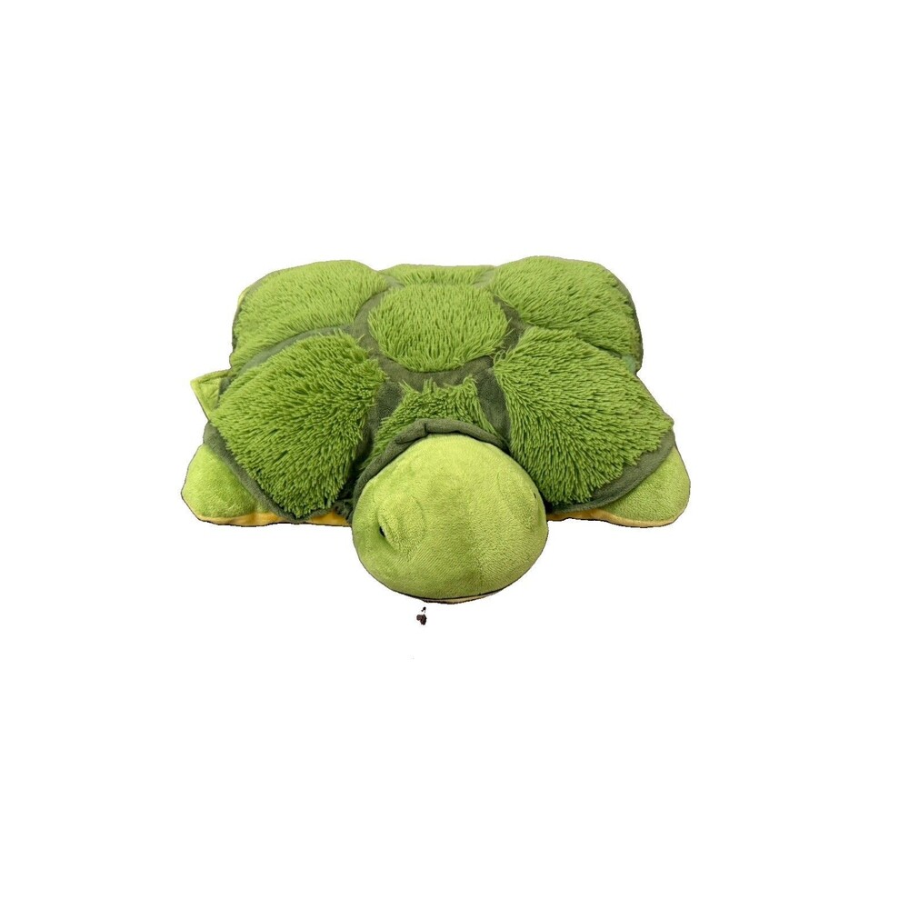 Pillow Pets Tardy Turtle 18” Green Plush 2010 Retired Stuffed Animal Foldable